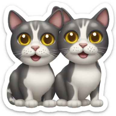 A two headed cat with fisheyes sticker