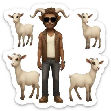 Faun with sunglasses. Full body emoji with goat horns and lighter skin shade sticker