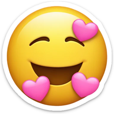 Smiley face blushing with pink hearts sticker