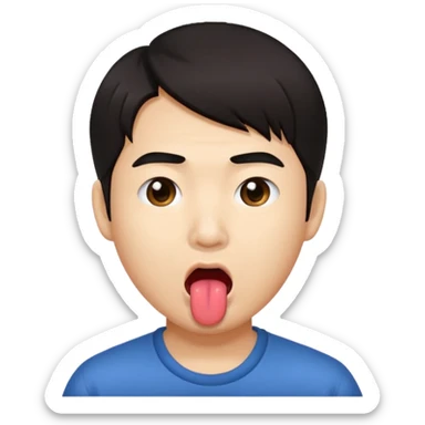 An Asian guy sticking out his tongue  sticker
