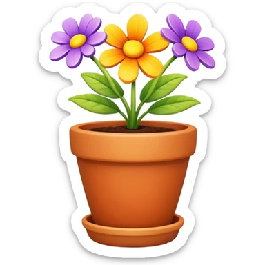 flower pot object icon, small decorative plant pot with blooming flower, ceramic texture, vibrant colors, cute garden vibe, 3D cartoon style, mobile game icon style, centered, clean background, no text, no watermark
 sticker