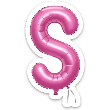 shiny pink balloon number 3 with a string sticker
