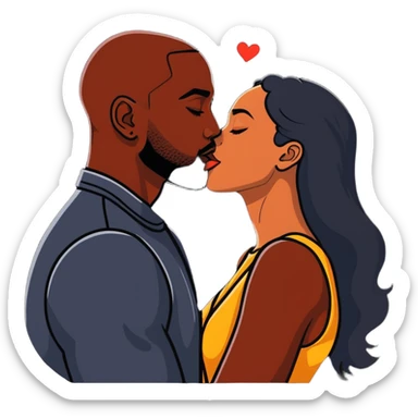 Beso entre una morena y un moreno sticker