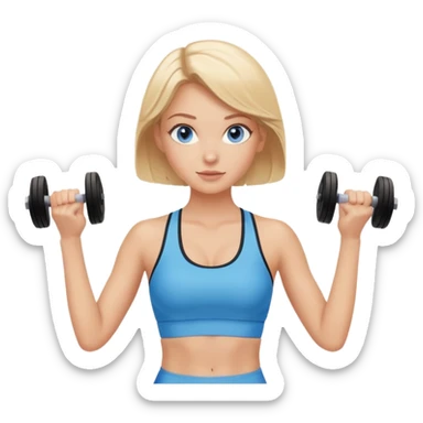 Whit girl blue eyes blond hair sports bra teaching spin class sticker