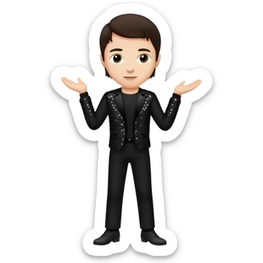 Colin Brittain from Linkin Park with dark brown hair, light skin, black sequin outfit sticker