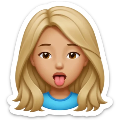 girl naked with eye close andtongue sticker