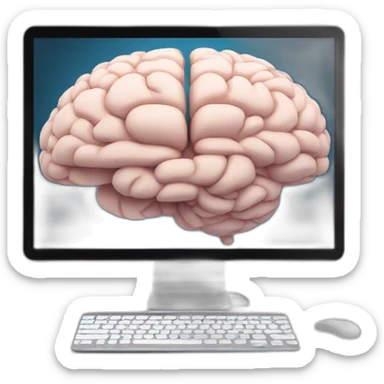 PC with brain on screen sticker