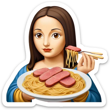 pop art monalisa SPAM meat spaghettio slop  sticker