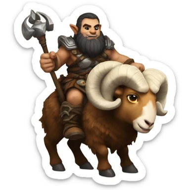 Warcraft dwarf riding a ram sticker