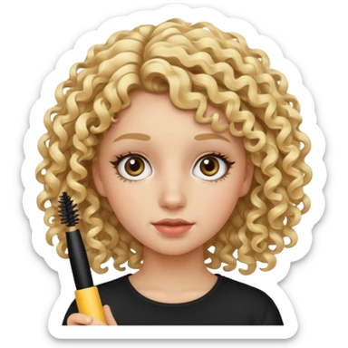 ciurly haired blonde teenage girl with mascara sticker