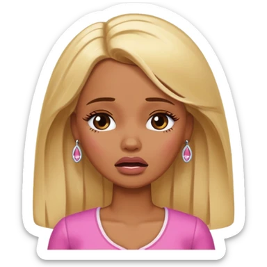 brown skin blonde barbie crying sticker