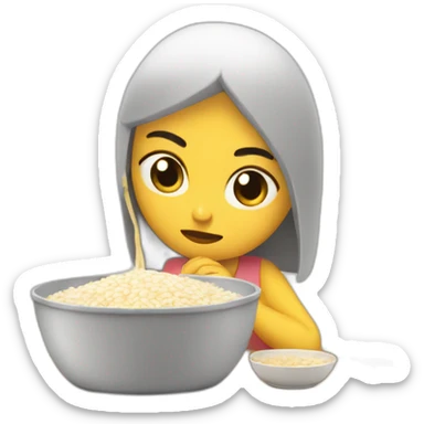 Chica morocha  Comiendo arroz blanco triste sticker