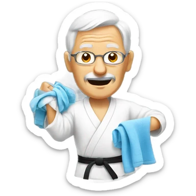 Karate old man doing laundry  sticker