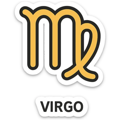 Virgo zodiac symbol, modern flat icon style, clean lines, minimal color palette sticker