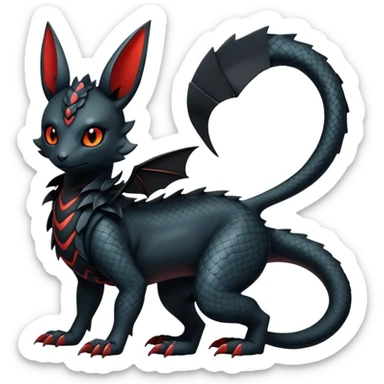 Sophisticated Modern Gothic Gloomy Futuristic Scaly Cyber-Salandit-Umbreon-Litten-Hybrid (Full body) sticker