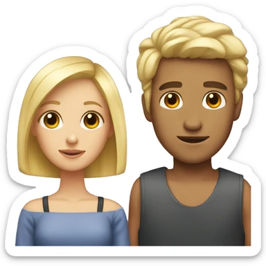 A girl with blond hair and a guy with a very short haircut sticker