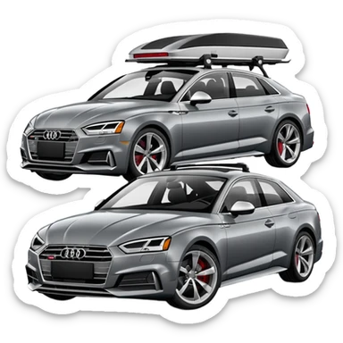 Gray 2018 Audi S5 with a rooftop car carrier sticker