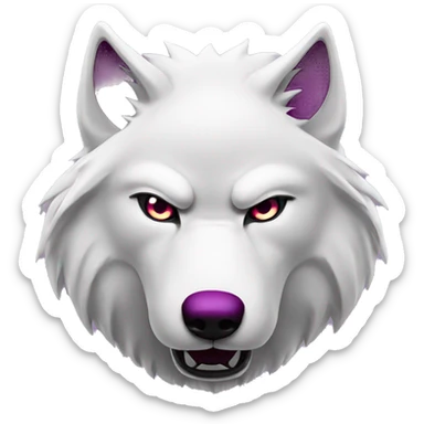 angry white wolf with dark magenta eyes sticker