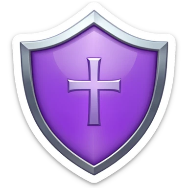 purple shield emoji with the word GLO in the middle, clear bold text, simple design sticker