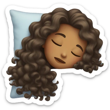 Girl with long curly hair sleeping sticker