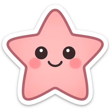 a new cute pink emoji, star-shaped, big eyes, smiling, blushing cheeks sticker