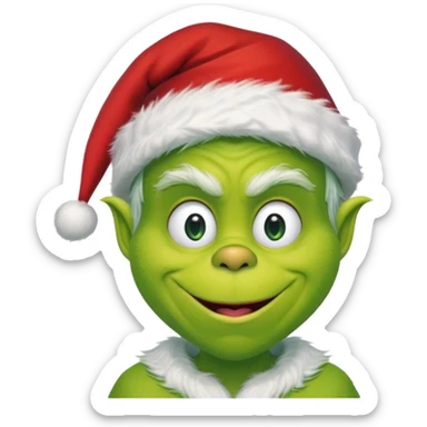 The Grinch with a Santa hat and max sticker