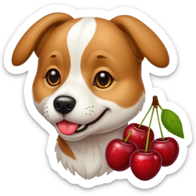 dog with cherries sticker