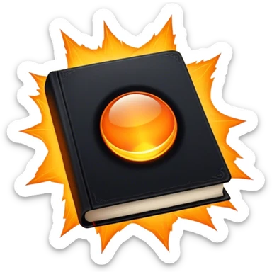A bright orange book with a black, bold X with an edgy texture, exuding energy and pure, unapologetic confidence..orange halo aura.. unstoppable sticker