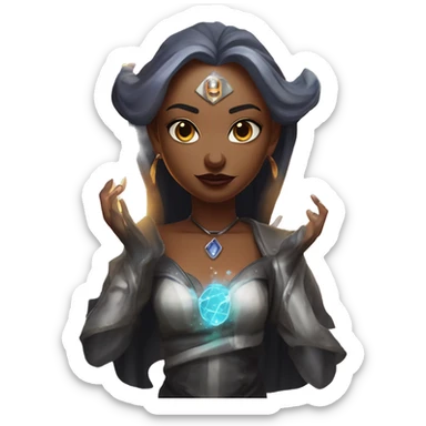 "Technomancy is the use of magic or mystical powers to control and manipulate technology” + "It's kind of like cyberpunk magic or how in some games, characters hack into systems using magic." 🖥️⚡🧙‍♂️ Make a ancient vampire technomancy goddess sticker