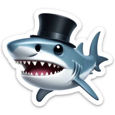 Shark with a top hat sticker