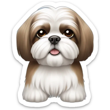 white and brown shih tzu in smooth hair sticker