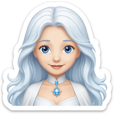 Good Witch of the North from The Wizard of Oz with light skin, blue eyes, long white hair, white outfit sticker