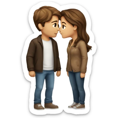 Cute couple with Brown Hair Kissing  sticker