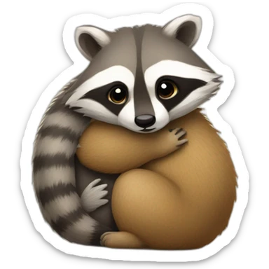 racoon hugging quokka sticker