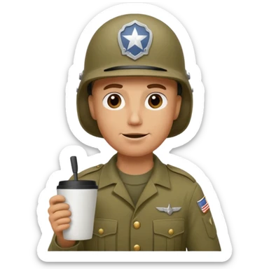Une Tassae de cafe soldat americain ww2 anthropomorphe  sticker
