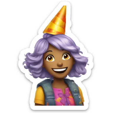 Party carnival happy girl sticker