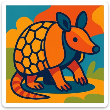 an armadillo, vibrant toon style sticker