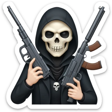 Reaper holding gun sticker