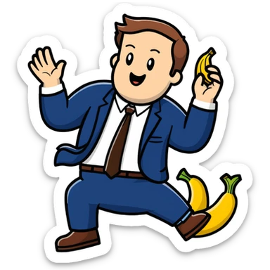 JD Vance slipping on a banana peel sticker
