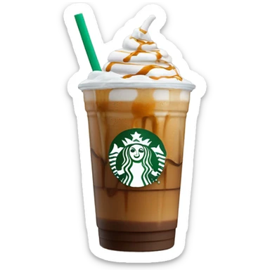 A Starbucks iced coffee with caramel drizzle on the walls and cold foam and deliciousness with a touch of condensation on the cup for added appeal  sticker