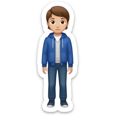 Create emoji of a boy with brown hair and brown eyes too, he is very modern  sticker