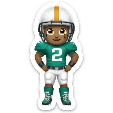 A blonde toddler with a football gear  sticker