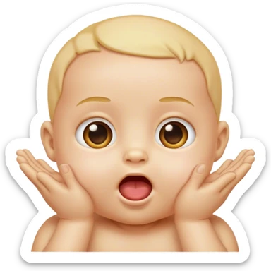 Emoji baby with little hands coming from the inside of its mouth  sticker