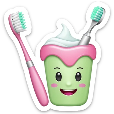 light green and pink floral toothbrush and toothpaste sticker