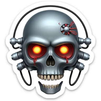 A spaceship in a distopian future, In the style of your bleeding skull art sticker