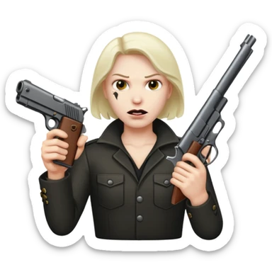 Una cara malvada con una pistolan sticker
