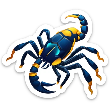 scorpion bleu sombre avec des contrastes dorés sticker
