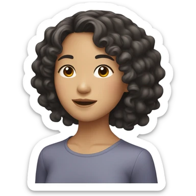 asian girl with medium curly hair sticker