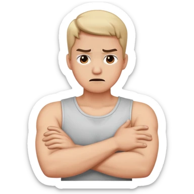 arms crossed holding neck while annoyed  sticker