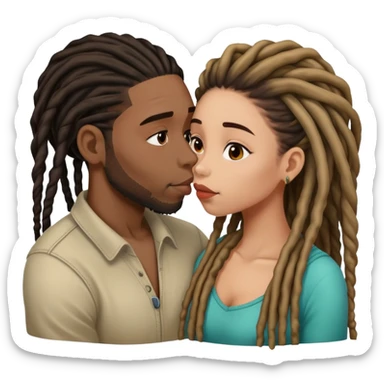 Black guy with dreads kissing hispanic girl sticker
